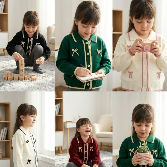 Keiko Rajut Cardigan Anak Perempuan & Dewasa Raju Keiko Lengan Panjang Rajut Cardigan Couple Ibu & A