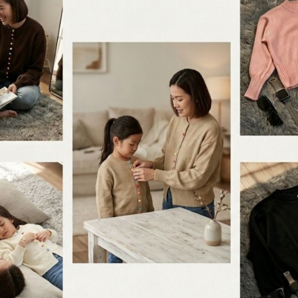 Melisa Cardigan Rajut Anak Perempuan & Dewasa Couple Ibu & Anak Fashion Couple Ibu Dan Anak Casual R