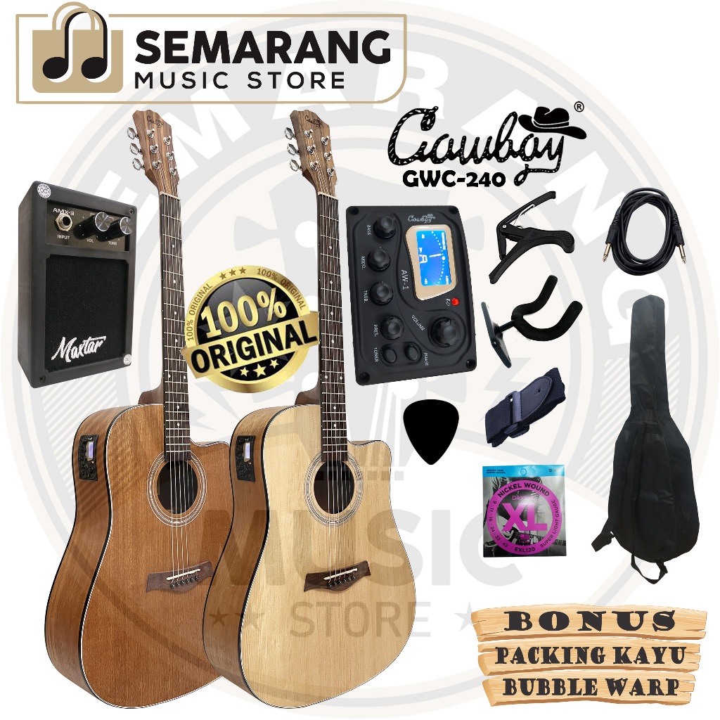KHUSUS INSTANT Gitar Akustik Elektrik Cowboy GWC-240 NA / GWC 240NS Gitar Cowboy Original