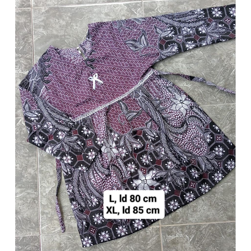 atasan tunik batik anak perempuan SD usia 7-12 tahun