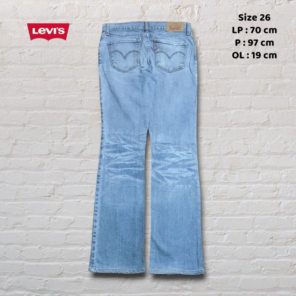 Size 26 Celana Panjang Longpants Jeans Lvs Light Blue Washed Fading Bootcut Second Preloved #CJ154A