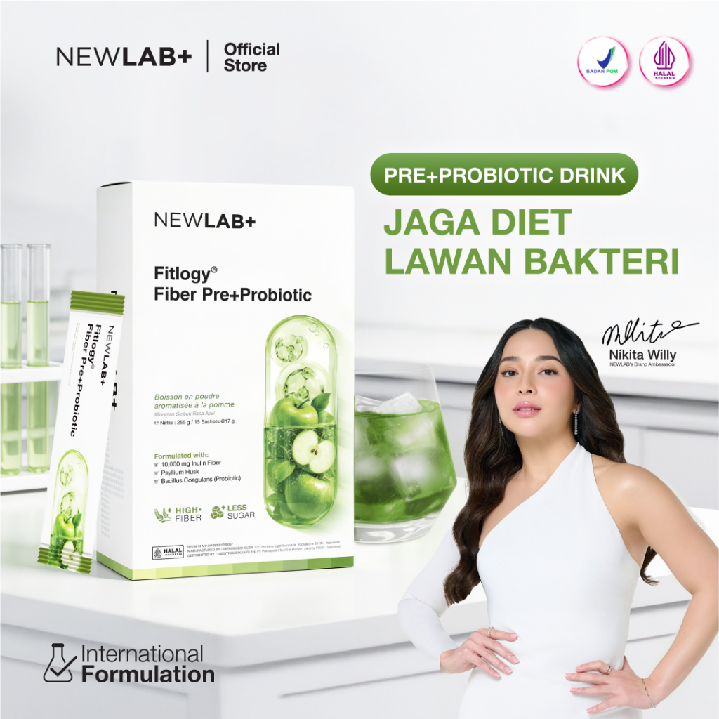 NEWLAB Fitlogy Fiber Pre+Probiotic || Minuman Tinggi Serat || Fiber Drink untuk Diet || Minuman Preb