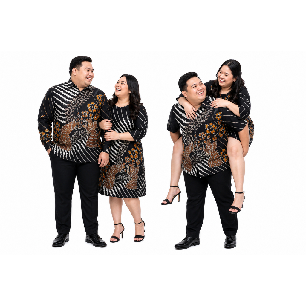 COUPLE BATIK DRESS POLA BURUNG SERAGAM DRESS BATIK COUPLE DRESS JUMBO BATIK BIG SIZE SERAGAM BAJU PE