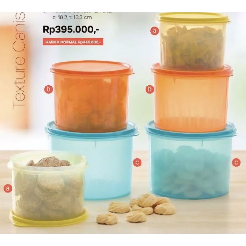 Promo Tupperware Texture Canister 1,7L 2.4L 1Pc ecer toples plastik tempat cemilan wadah kue makanan
