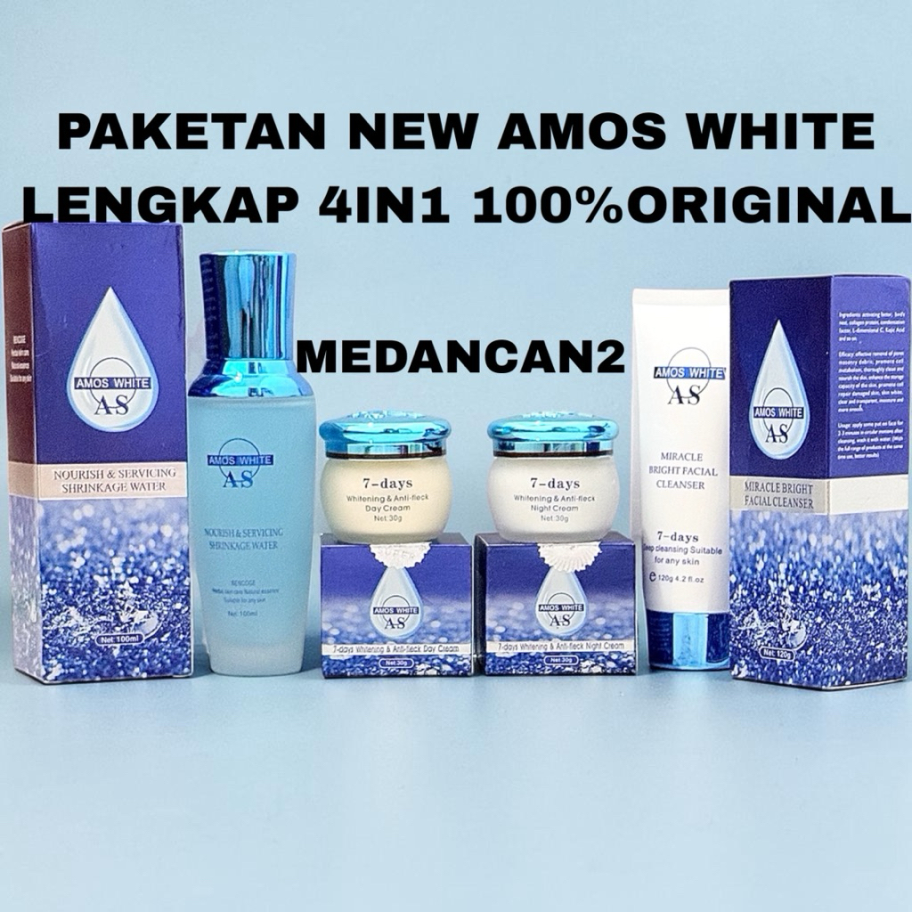 MC-PAKETAN NEW AMOS WHITE LENGKAP 4IN1 (NO SERUM)100%ORIGINAL