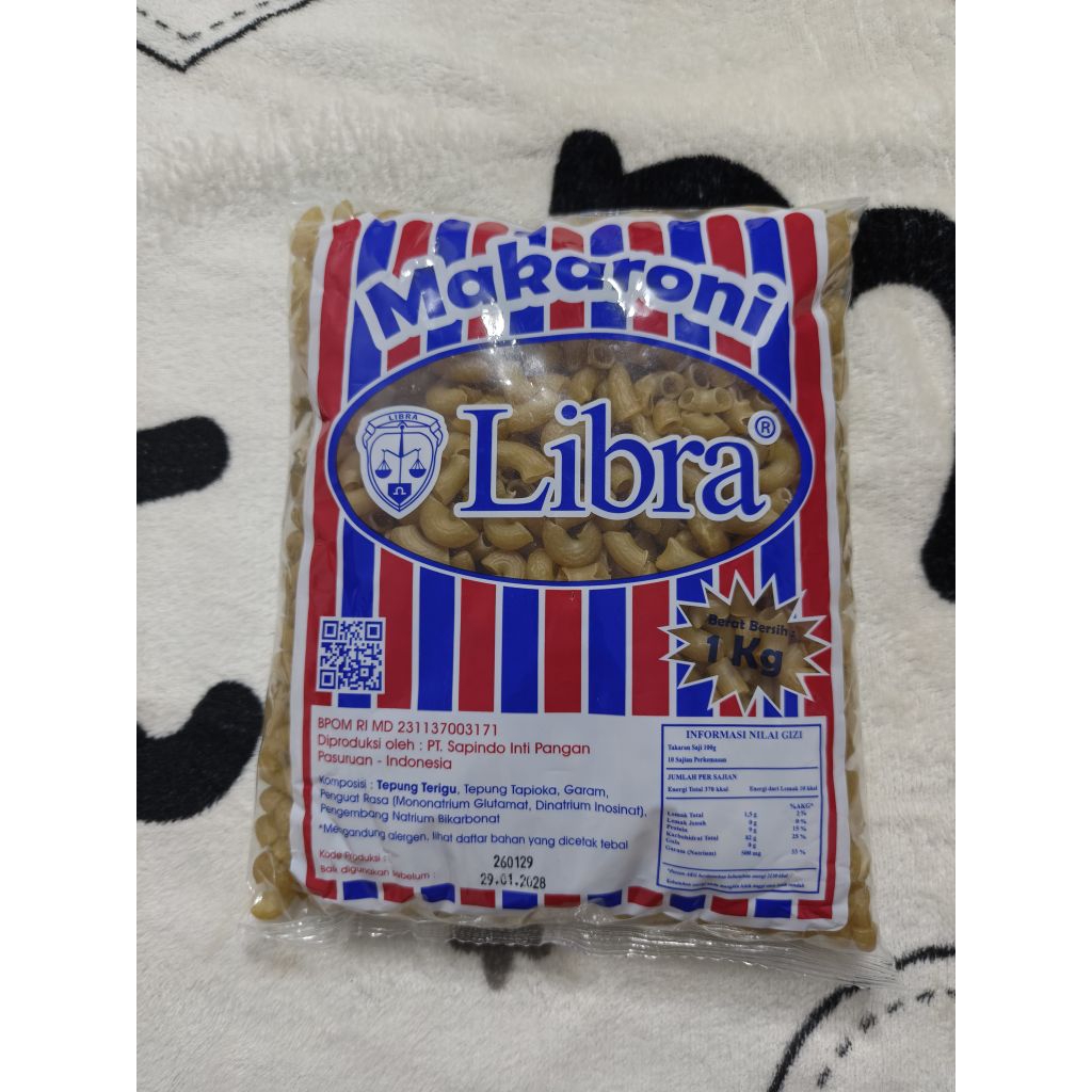 Makaroni Mentah cap Libra 1000gram / Makaroni Mentah 1kg / Makaroni Telur / Makaroni Goreng