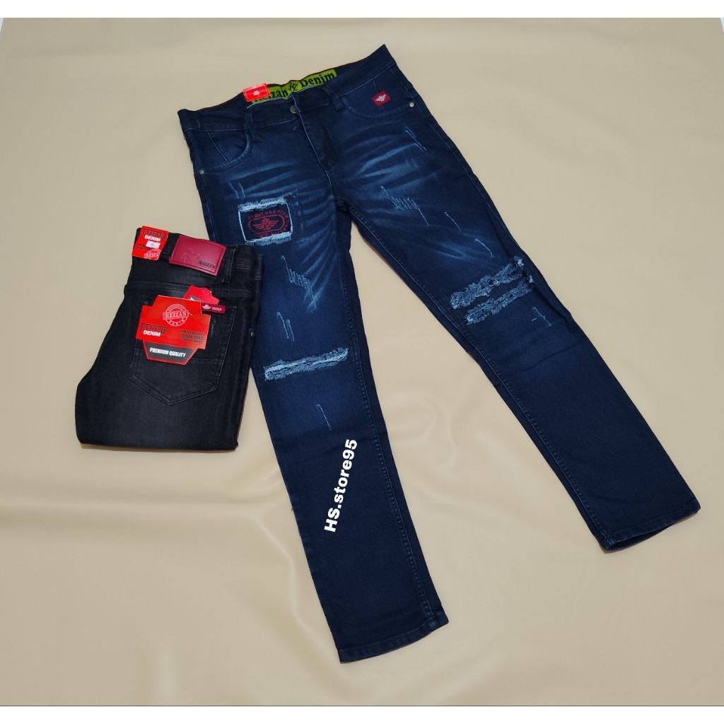 CELANA JEANS PRIA PANJANG DISTRO SOBEK-SOBEK || CELANA SETRET REIZAN DENIM ORIGINAL TERLARIS