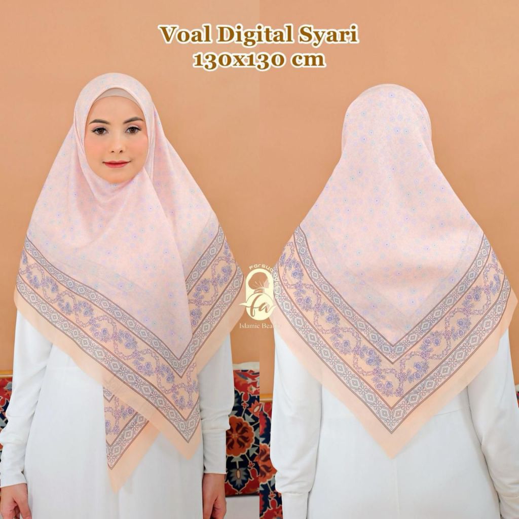 Kerudung Segi Empat Motif Voal Digital syari/Hijab Segi empat motif Voal Digital syari/Jilbab Segi E