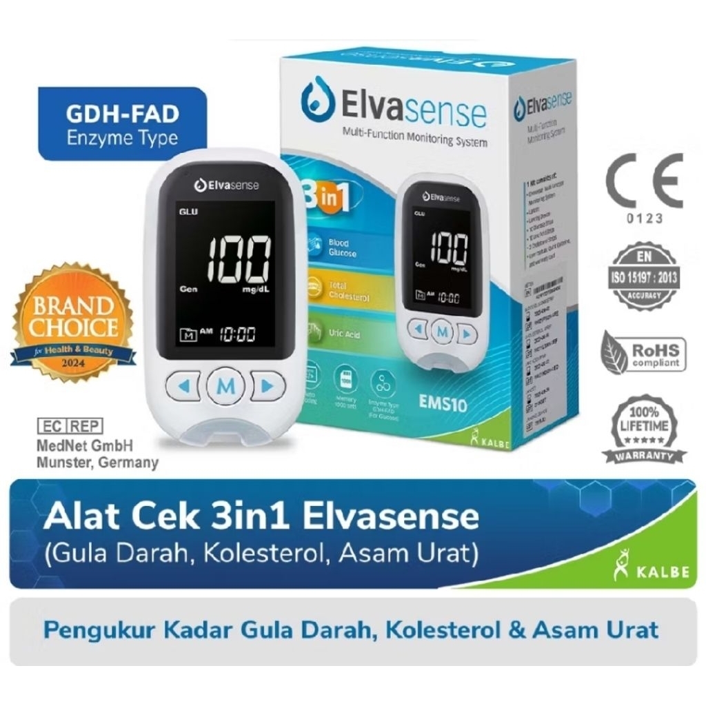 Alat cek gula darah 3in1 ( gula darah, urid acit & kolesterol)