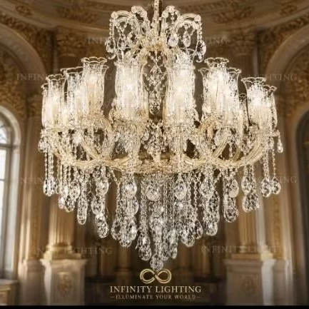 Lampu gantung lilin ceko chandelier semprong 24 lampu murah mewah