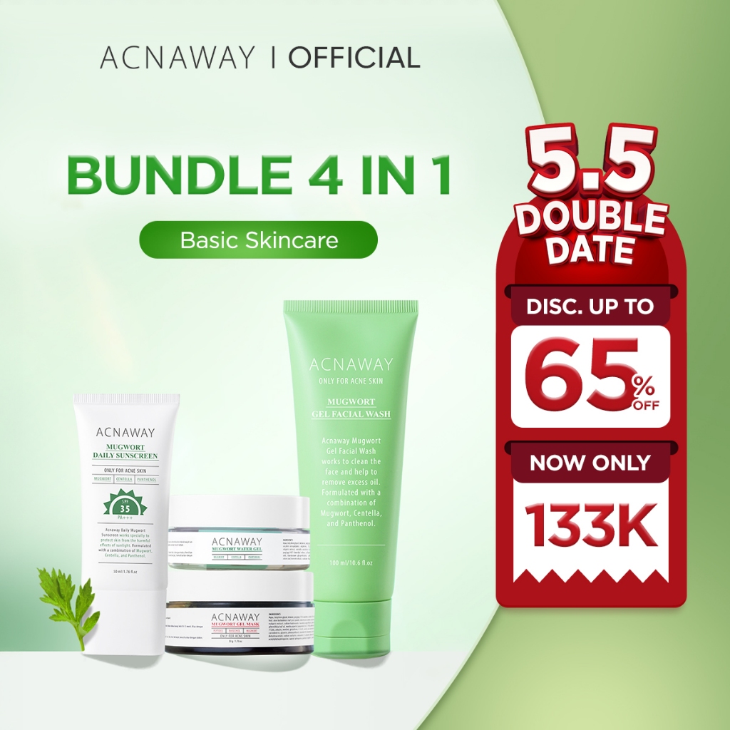 ACNAWAY Bundle 4 in 1 Acne Care, Defense & Basic Skincare | Rangkaian Lengkap untuk Kulit Berjerawat