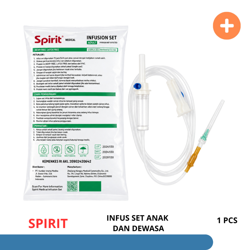 SPIRIT Infusion Set Dewasa Anak Lengkap Selang Infus Disposable With Needle  Infus Set Adult Child S
