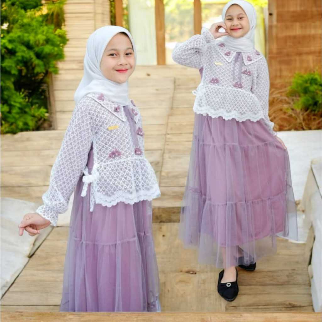 Gamis Couple Ibu & Anak Remaja Mewah Motif Kekinian / Gamis Korean Muslim /Dress Baju Pesta/Gamis  B