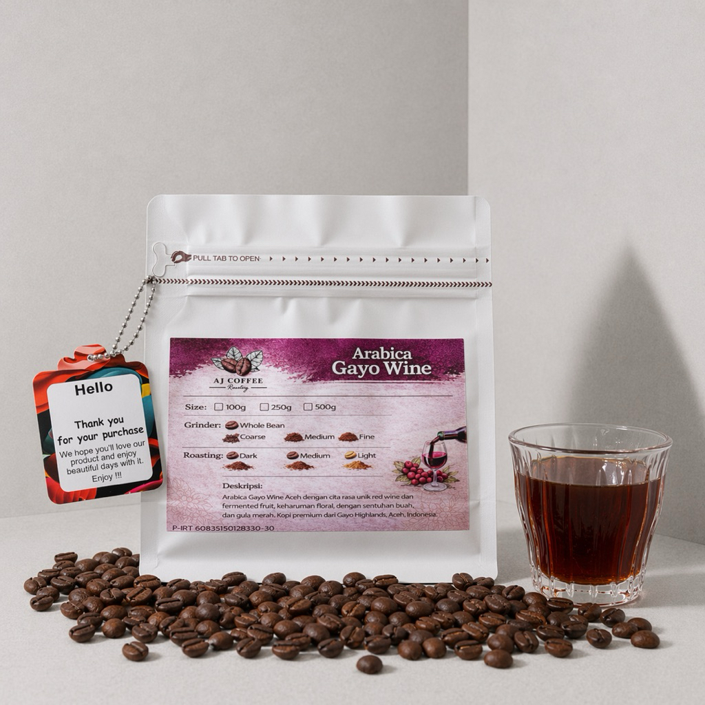 Kopi Arabica Gayo Wine Aceh Premium - Wine Fruity & Sweet Red Fruit - Natural (Kering) Grade 1 - Fil