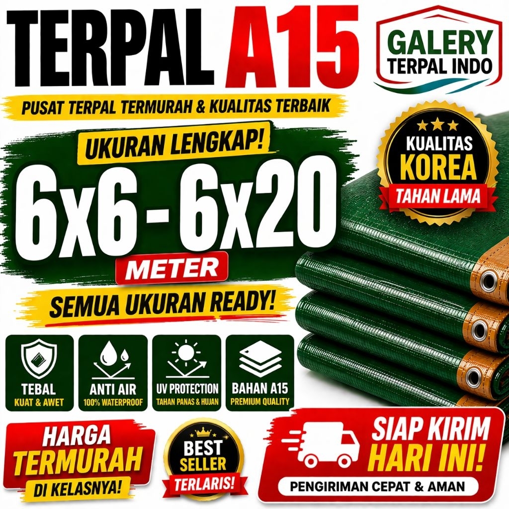 terpal plastik A15 6x6 6x7 6x8 6x9 6x10 6x11 6x12 6x13 6x14 6x18 6x19 6x20 terpal korea waterproof a