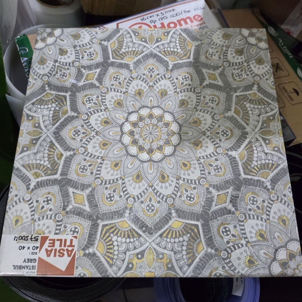 keramik lantai kamar tidur dapur teras rumah ASIA 40x40 ISTANBUL GREY motif batik glossy abu