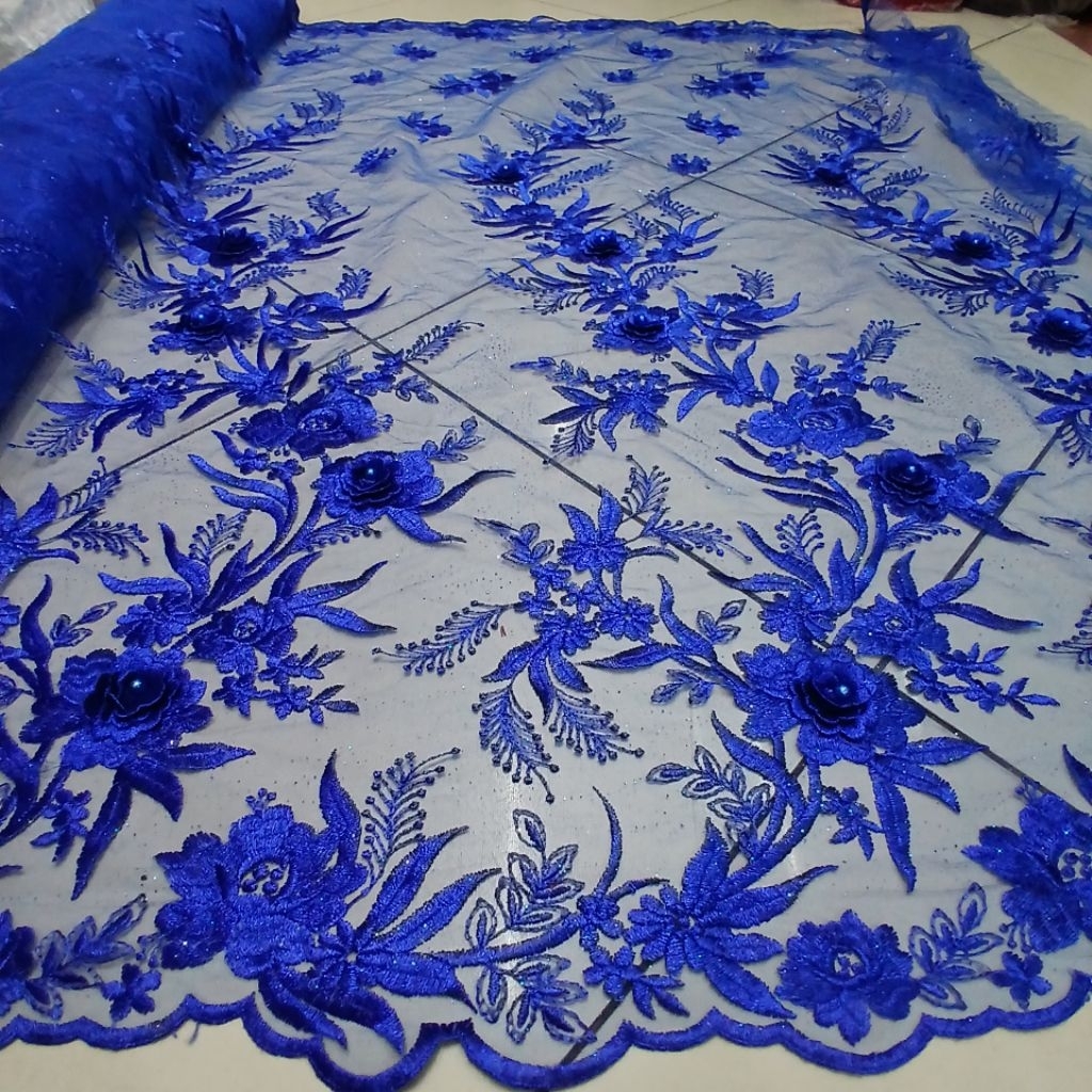 kain bahan tulle 3D full bordir / bahan kain tulle brokat 3D terbaru