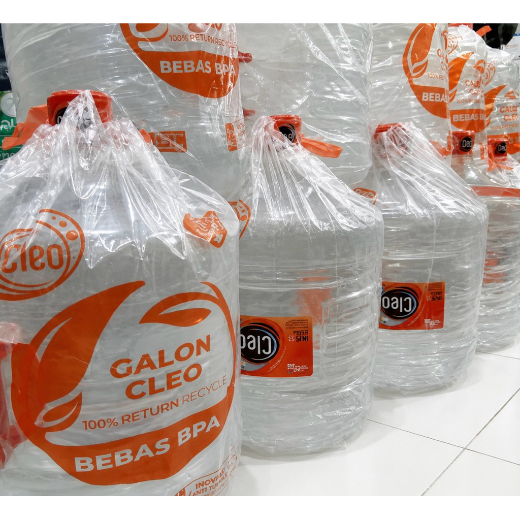 Air mineral murni cleo bpa free galon + isi ulang original  segel pabrik galon air minum bukan aqua 