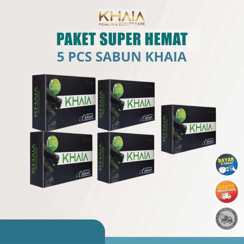 PAKET HEMAT KHAIA Skincare Sabun Pembersih Wajah Khaia Binchotan Brightening Soap isi 5 Pcs
