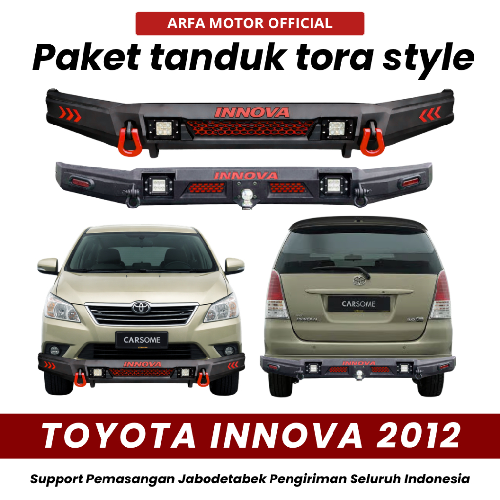 PAKET TANDUK DEPAN TOWING BELAKANG INNOVA 2012 CUSTOM TORA PENGAMAN PELINDUNG BEMPER ANTI KARAT