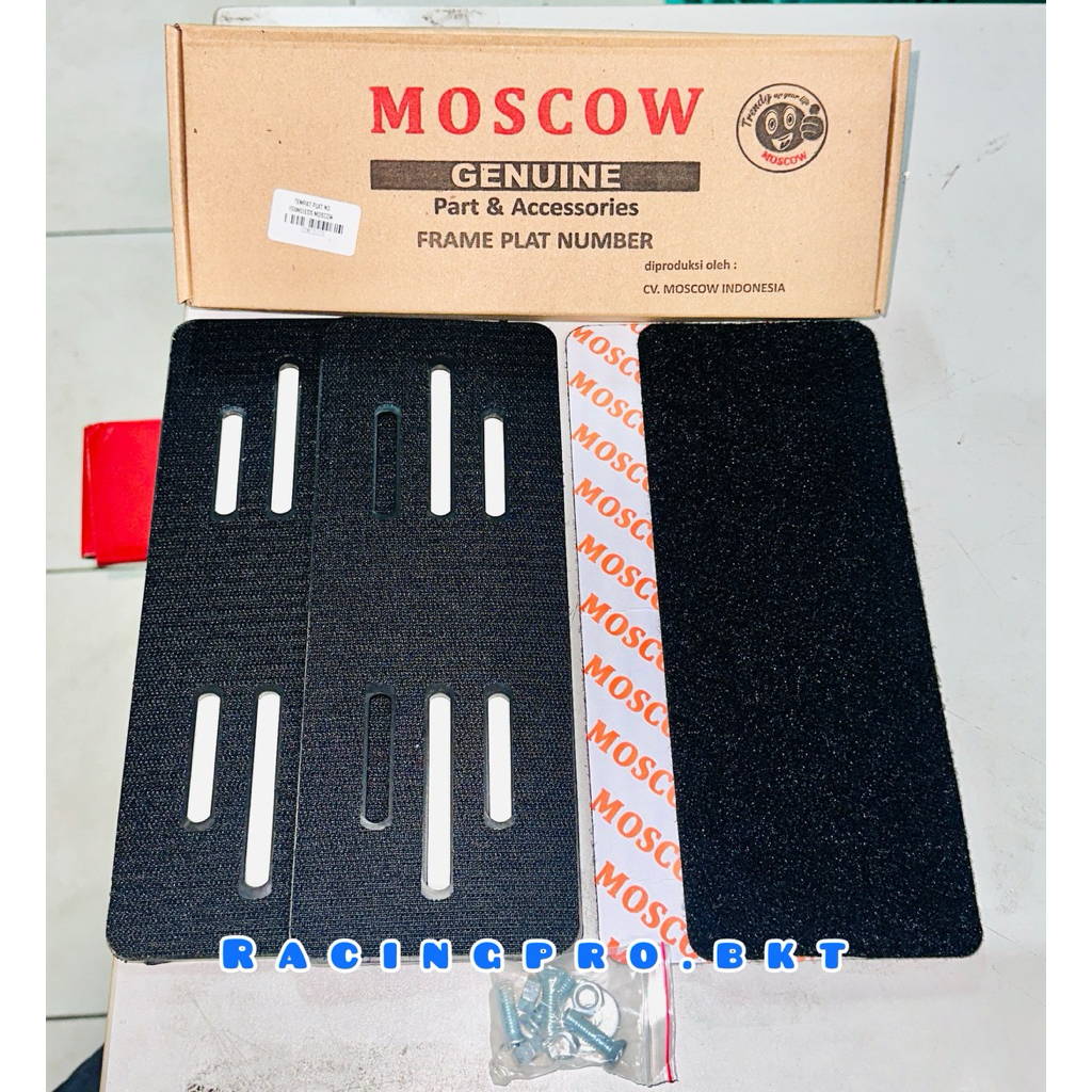 FRAMELESS PLAT MOTOR PLATE MOTOR UNIVERSAL MOSCOW PAPAN PLAT NO TEMPEL TANPA BINGKAI 2PCS