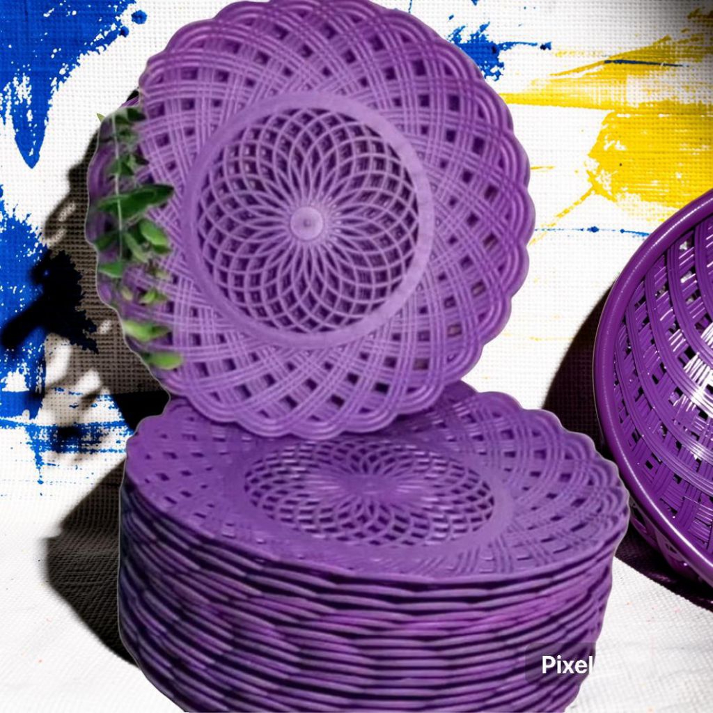 Piring Rotan Plastik Serba Guna Murah Meriah 3 Lusin 36 pc warna Ungu