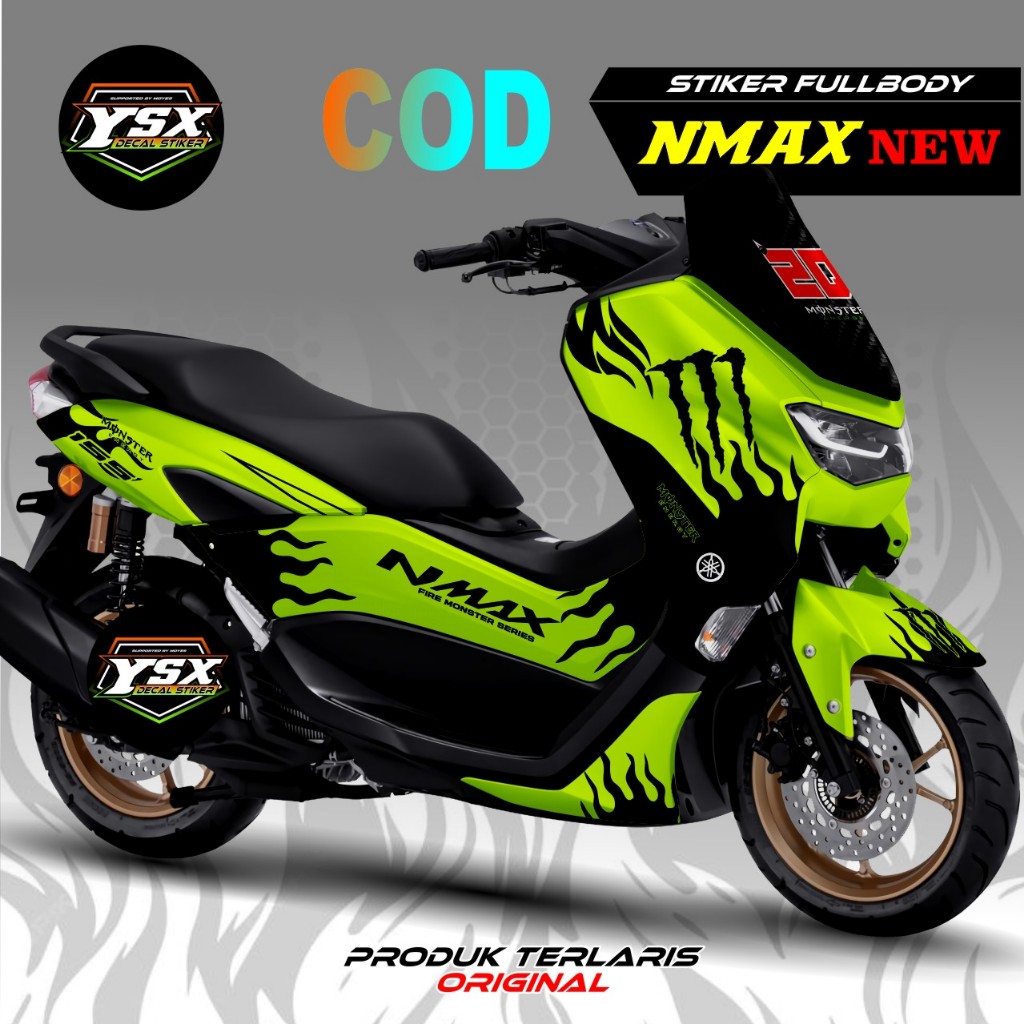 Decal Nmax New 2020-2024 Sticker Fullbody Model desain Fire Monster 2