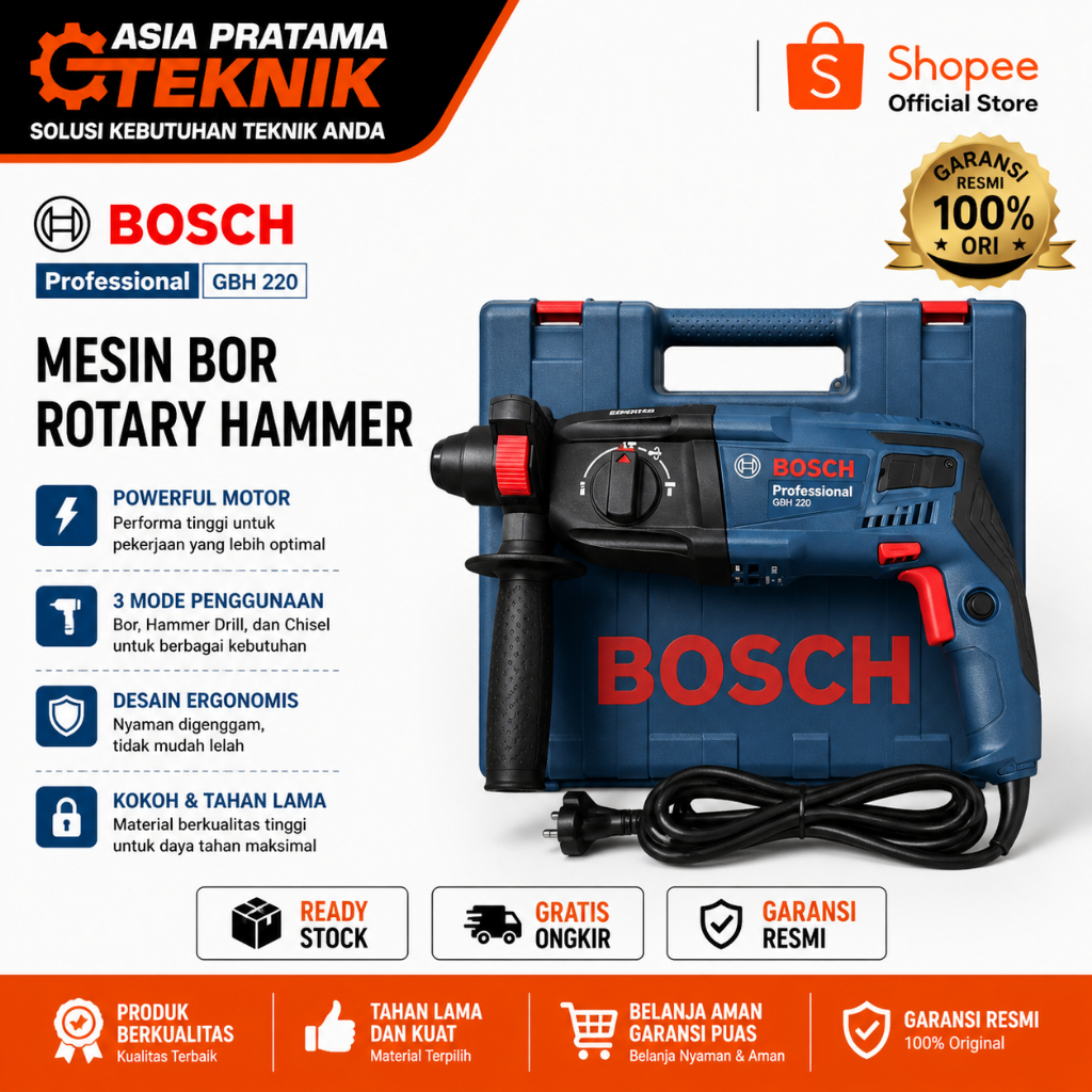 Mesin Bor Beton Maktec MT870 Rotary Hammer Dril Original