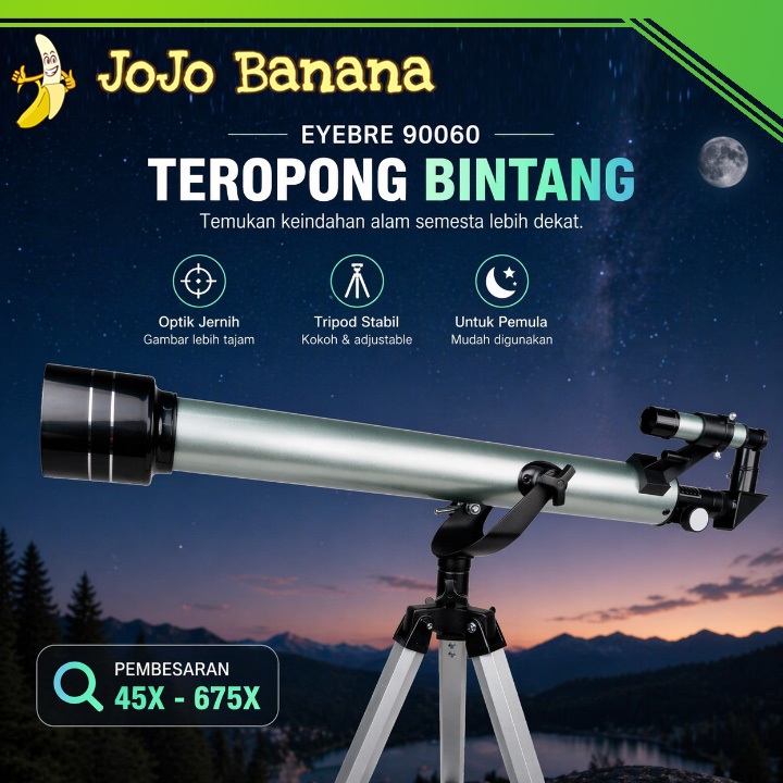 Eyebre Telescope F90060 Teropong Bintang Astronomical Telescope 675X 900/60mm - 90060 Untuk Pemula m