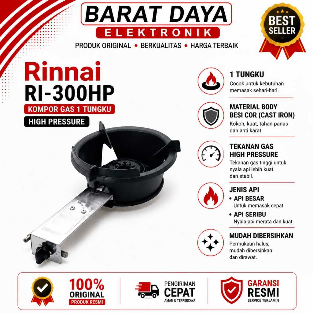 Rinnai RI 300 HP Kompor Gas 1 Tungku High Pressure Rinnai