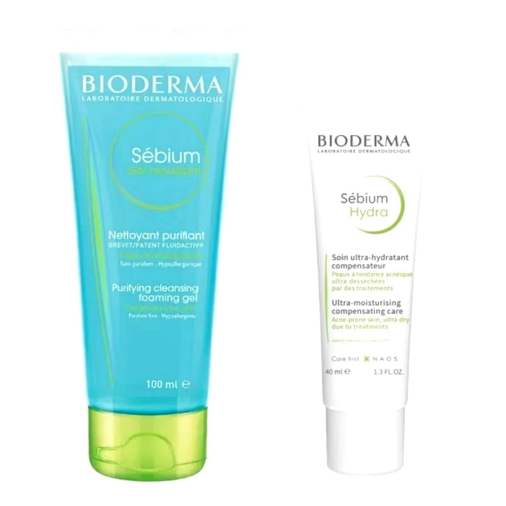 BIODERMA SEBIUM GEL MOUSANT 100ML & BIODERMA SEBIUM HYDRA 40ML