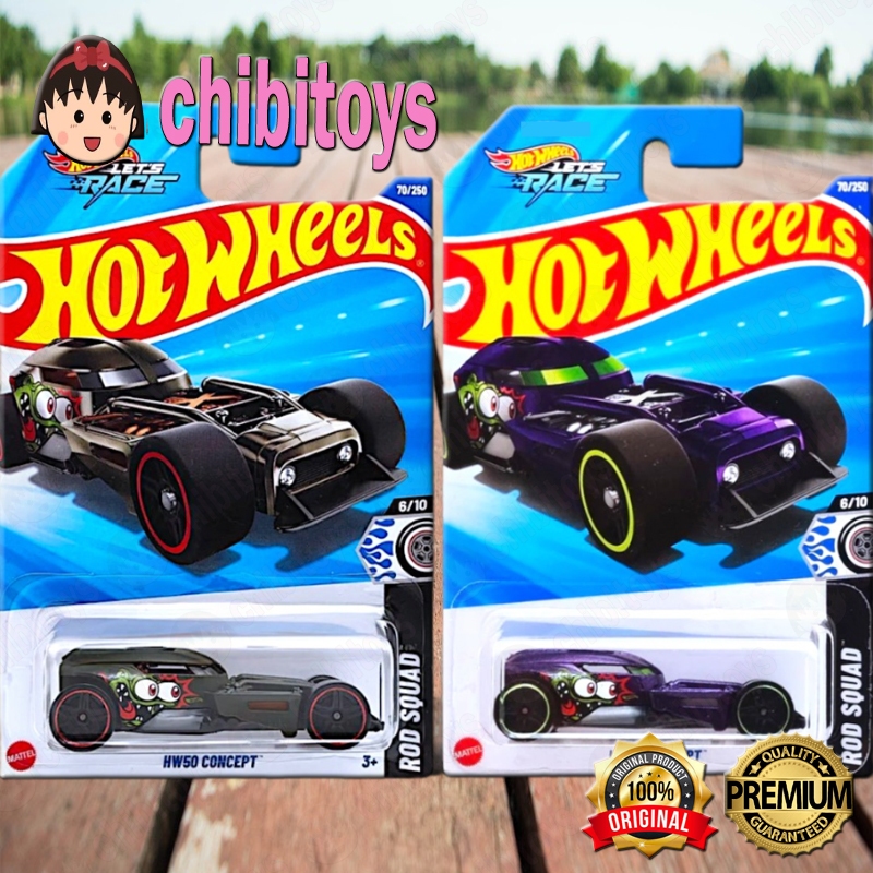Hot Wheels HW50 Concept Hitam Ungu Diecast Mobil Balap Custom Rod Squad