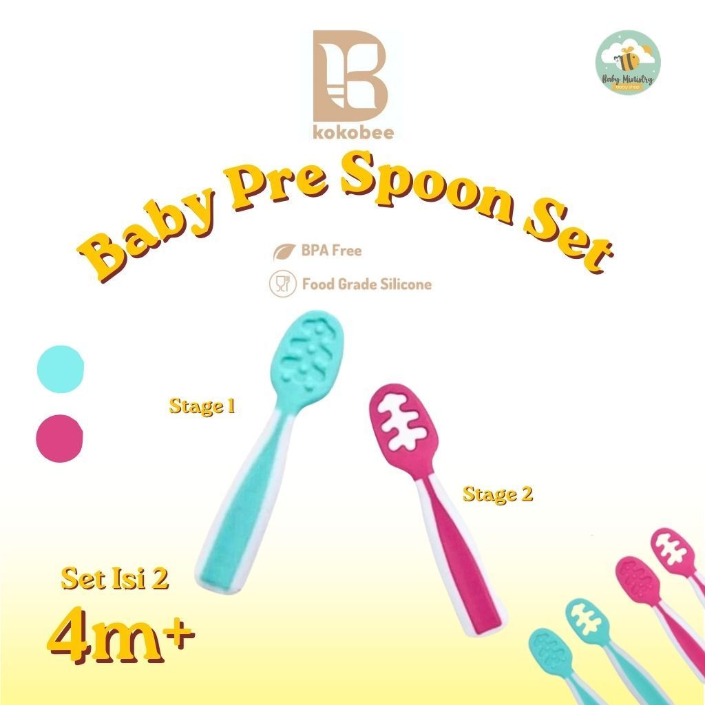 KOKOBEE BABY PRE SPOON SET / SENDOK DAN GARPU / NUMNUM / Training spoon / BLW / Dips Glacier spoon /
