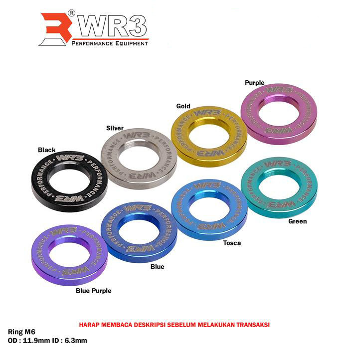 Ring Titanium WR3 M6 OD 11.9mm ID 6.3mm / M8 OD 15.8mm ID 8.4mm / M10 OD 20mm ID 10.4mm