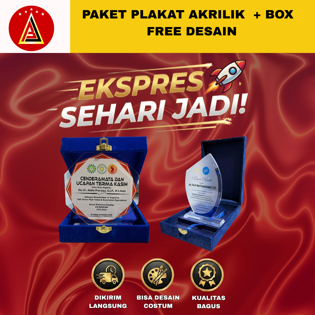 PAKET PLAKAT AKRILIK SUDAH DENGAN BOX / PLAKAT AKRILIK ESTETIK / PLAKAT ACARA RESMI / PLAKAT AKRILIK