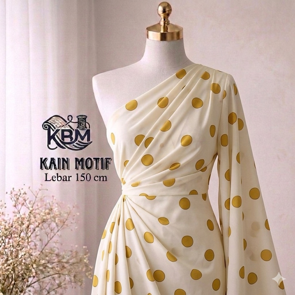 Kain Zara Crepe Motif Polkadot Premium - Bahan Baju Gamis Dress Lembut Adem zkz