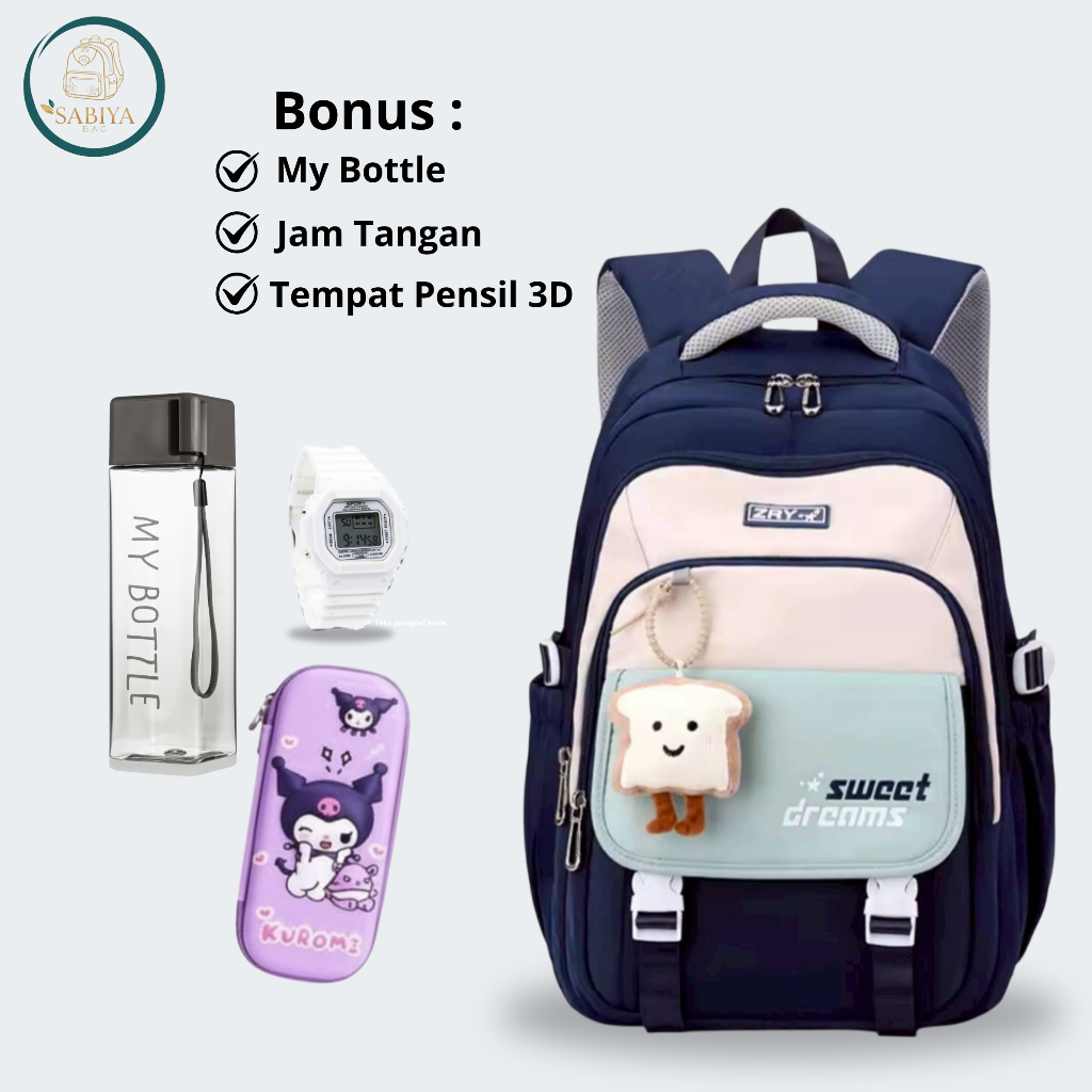 TAS ANAK SEKOLAH PEREMPUAN SD SMP MOTIF LUCU/TAS MUAT BANYAK/TAS MODEL KOREAN STYLE/TAS AESTHETIC