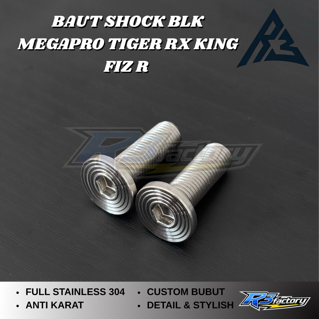 BAUT SHOCK BELAKANG FIZ R RX KING MEGAPRO STAINLESS CUSTOM BUBUT