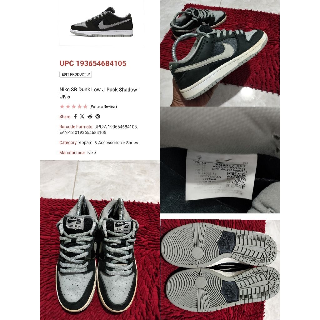 Sepatu Preloved Second Original Nike SB Dunk Low Size 38