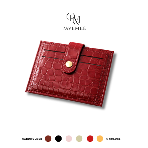 PAVEMEE Croco Cardholder Wallet | Dompet Kartu Wanita | Slim Wallet Tipis | Card Holder Kulit Tekstu