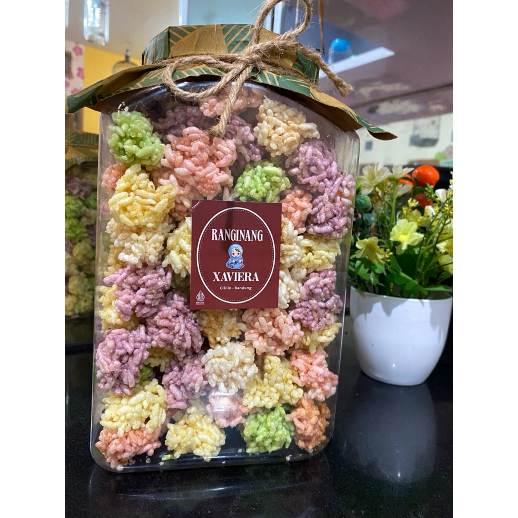 Rengginang rainbow mini matang 500gr toples asin gurih renyah cemilan has bandung rengginang ketan
