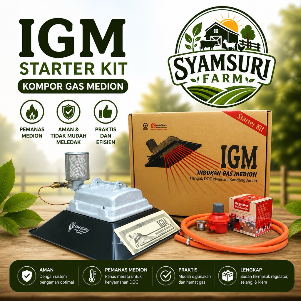 IGM satu set Medion Indukan Gas Pemanas Kandang Ayam DOC