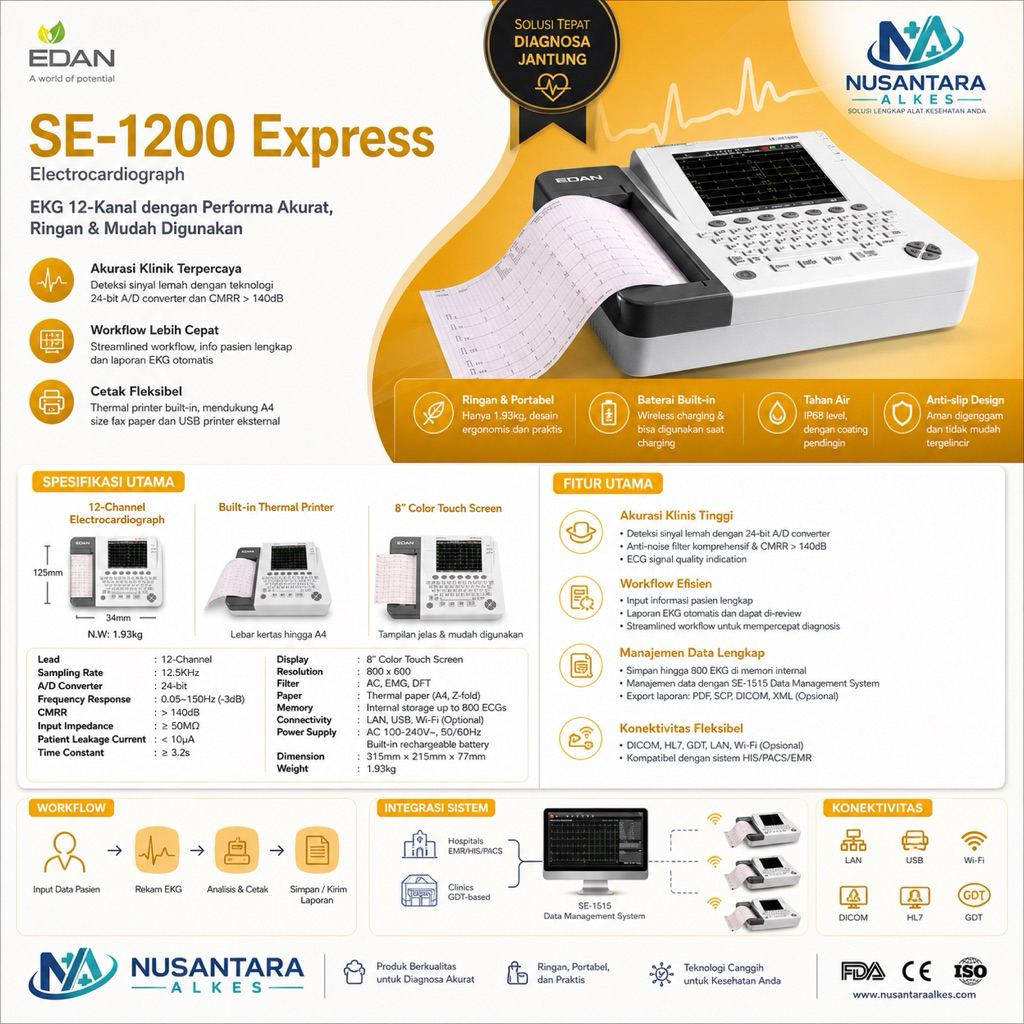 ALAT REKAM JANTUNG/ EKG/ ECG MODEL SE-1200 EXPRESS TOUCH SCREEN MURAH