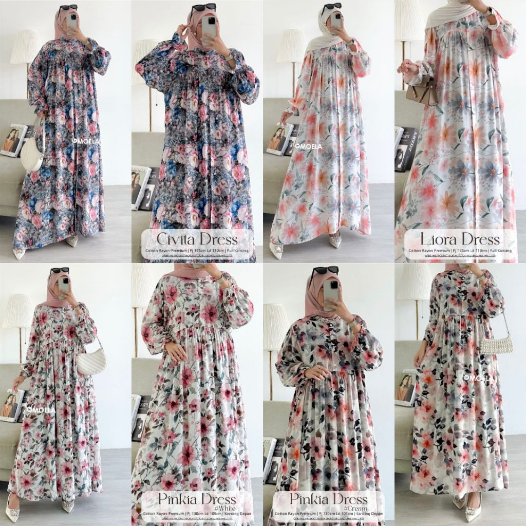 Civita Liora Pinkia Dress Gamis Jumbo Allsize Busui Premium Catton Rayon Original Ori Moela Berlabel