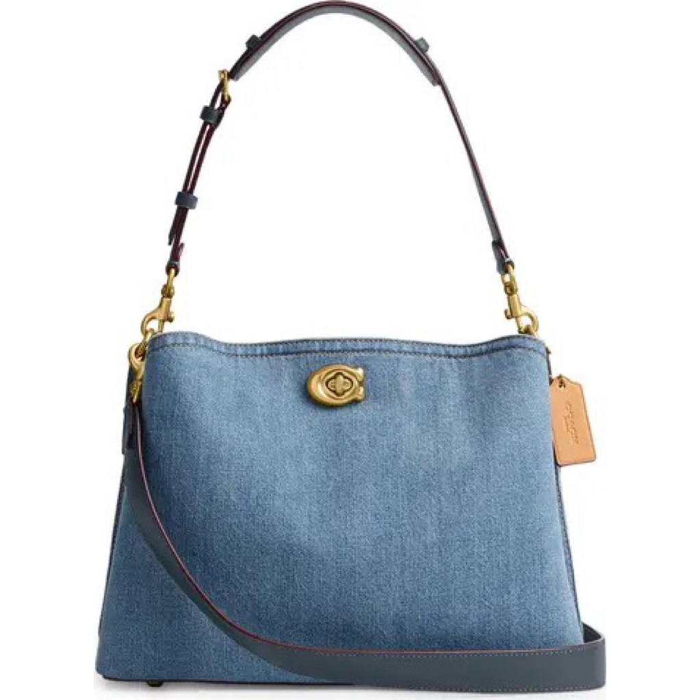 Tas branded coach willow shoulder bag denim