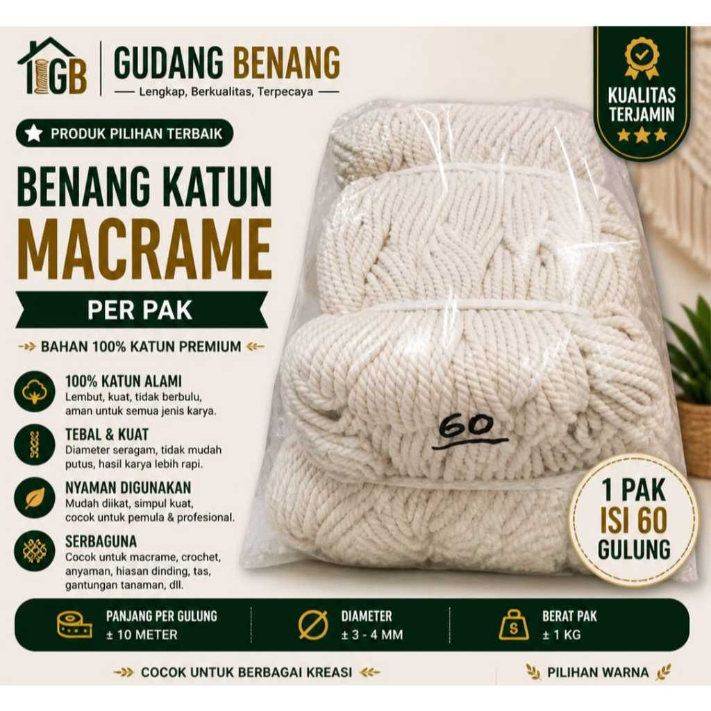 Per PAK benang katun benang macrame