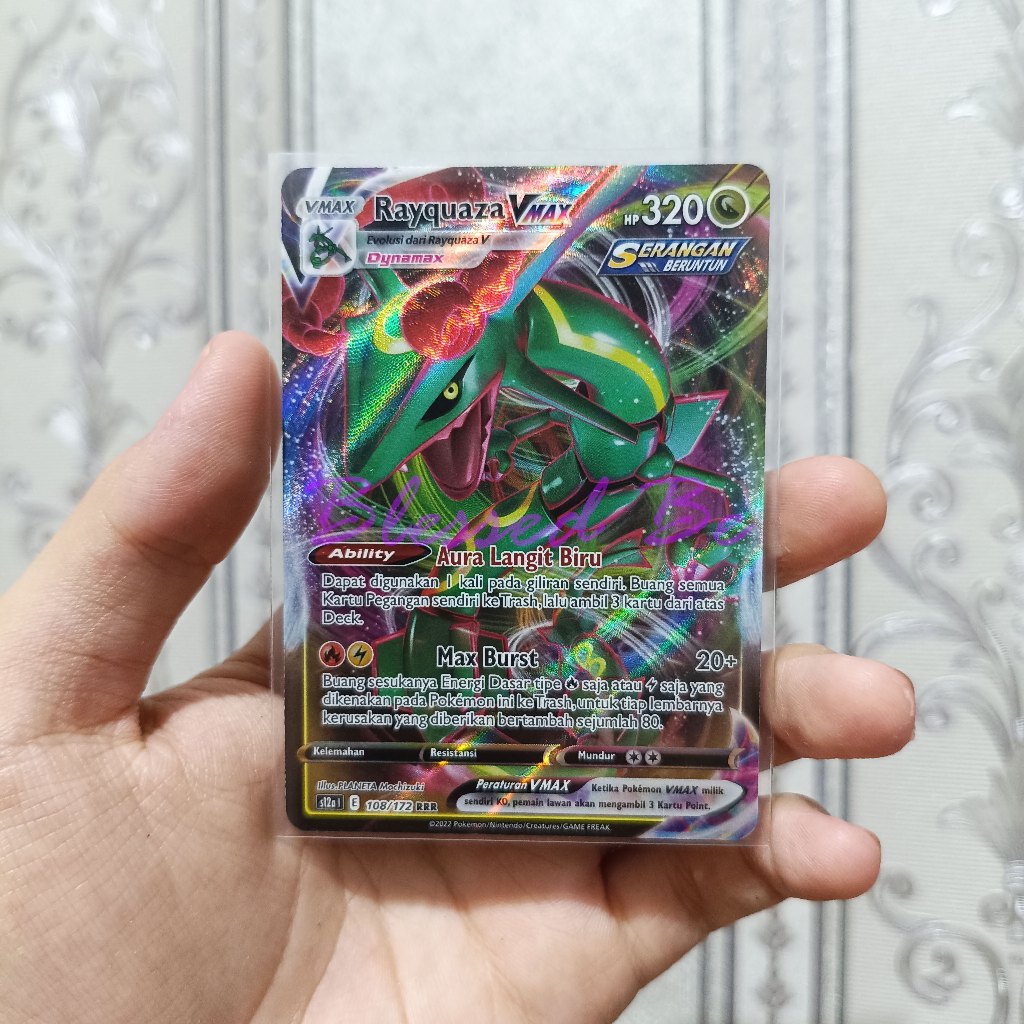 Kartu Pokemon asli Rayquaza Vmax 108/172 Bahasa Indonesia
