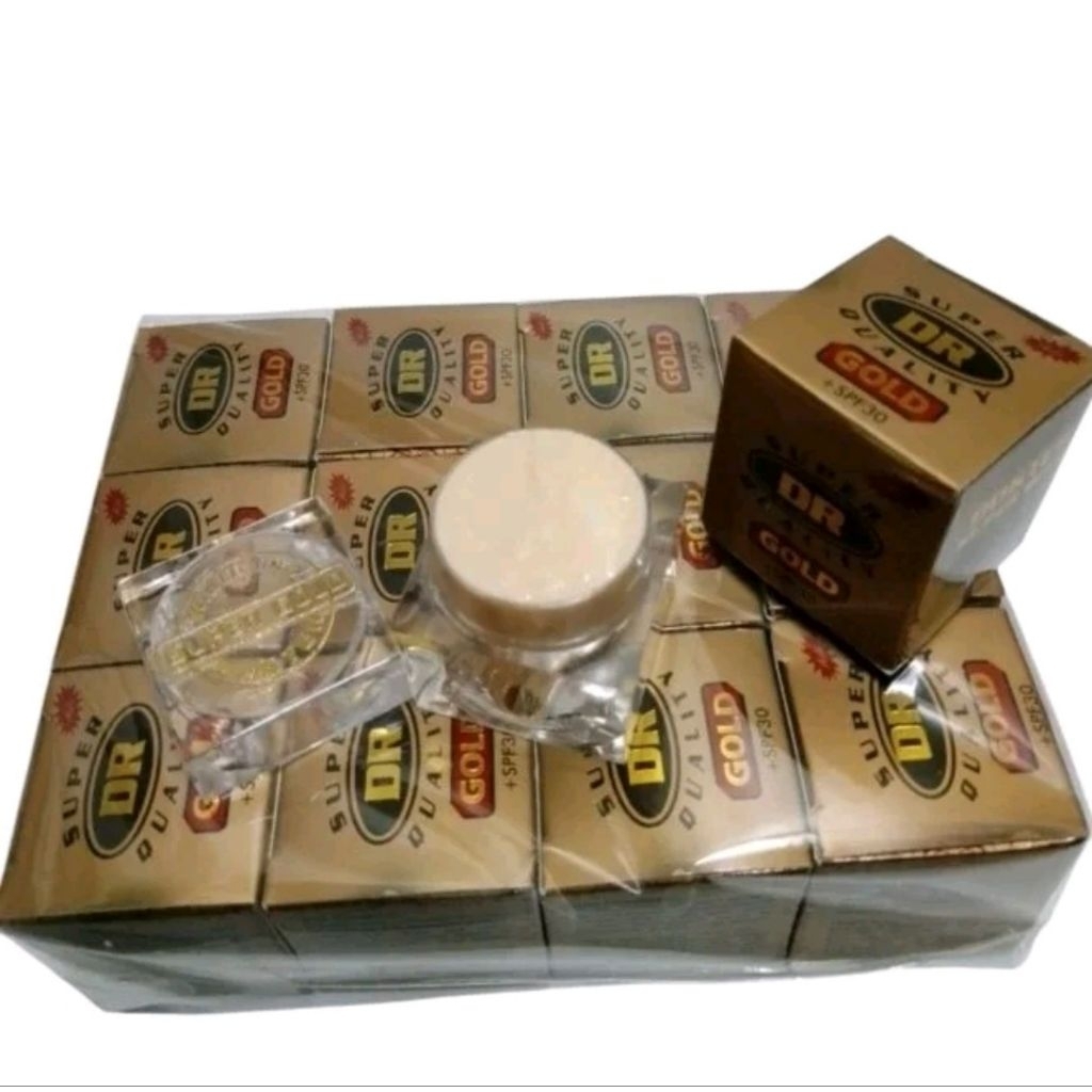 12pcs Bedak DR Gold tutup timbul asli
