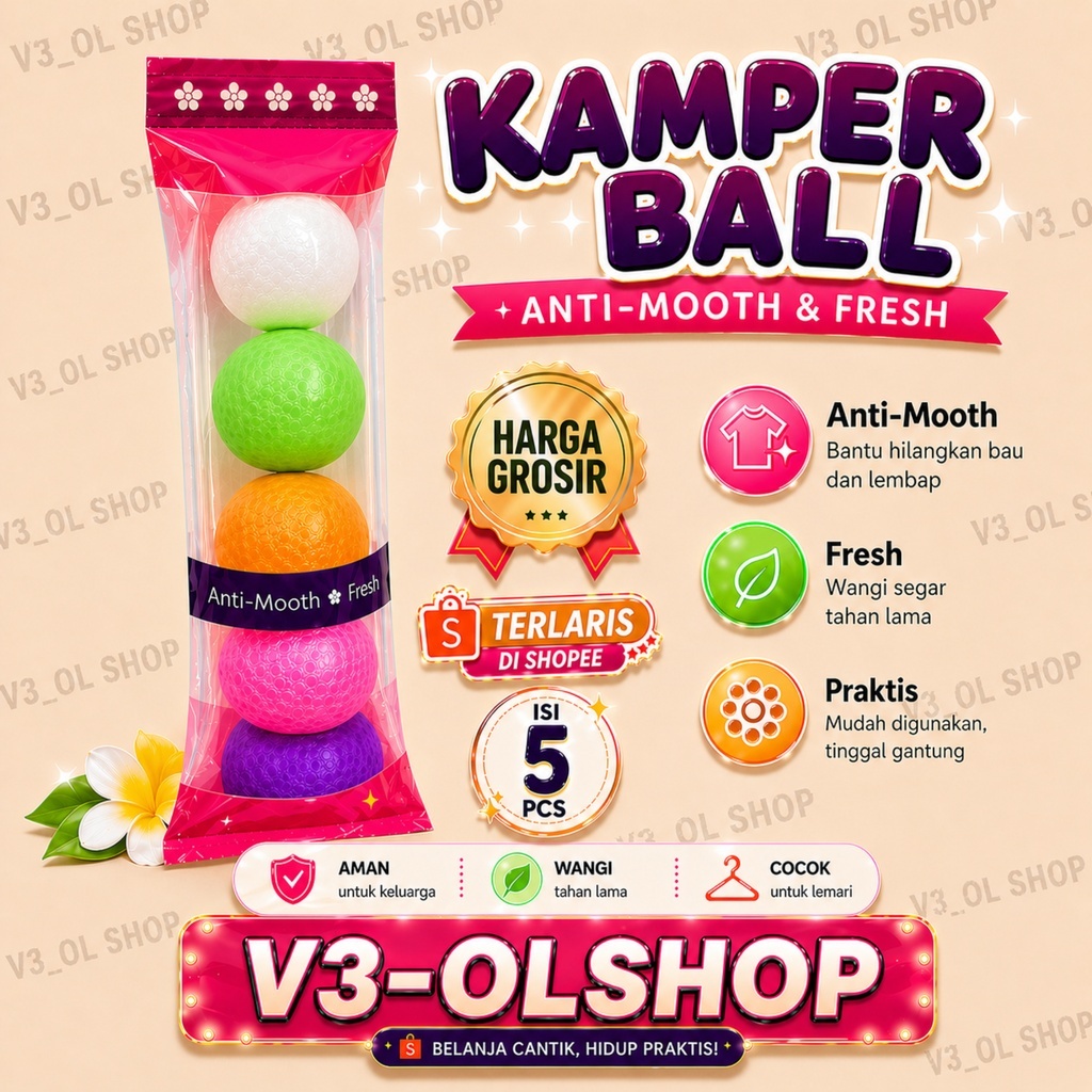 Grosir Kamper Toilet Ball - 5 Pcs, Pengharum dan Anti Serangga