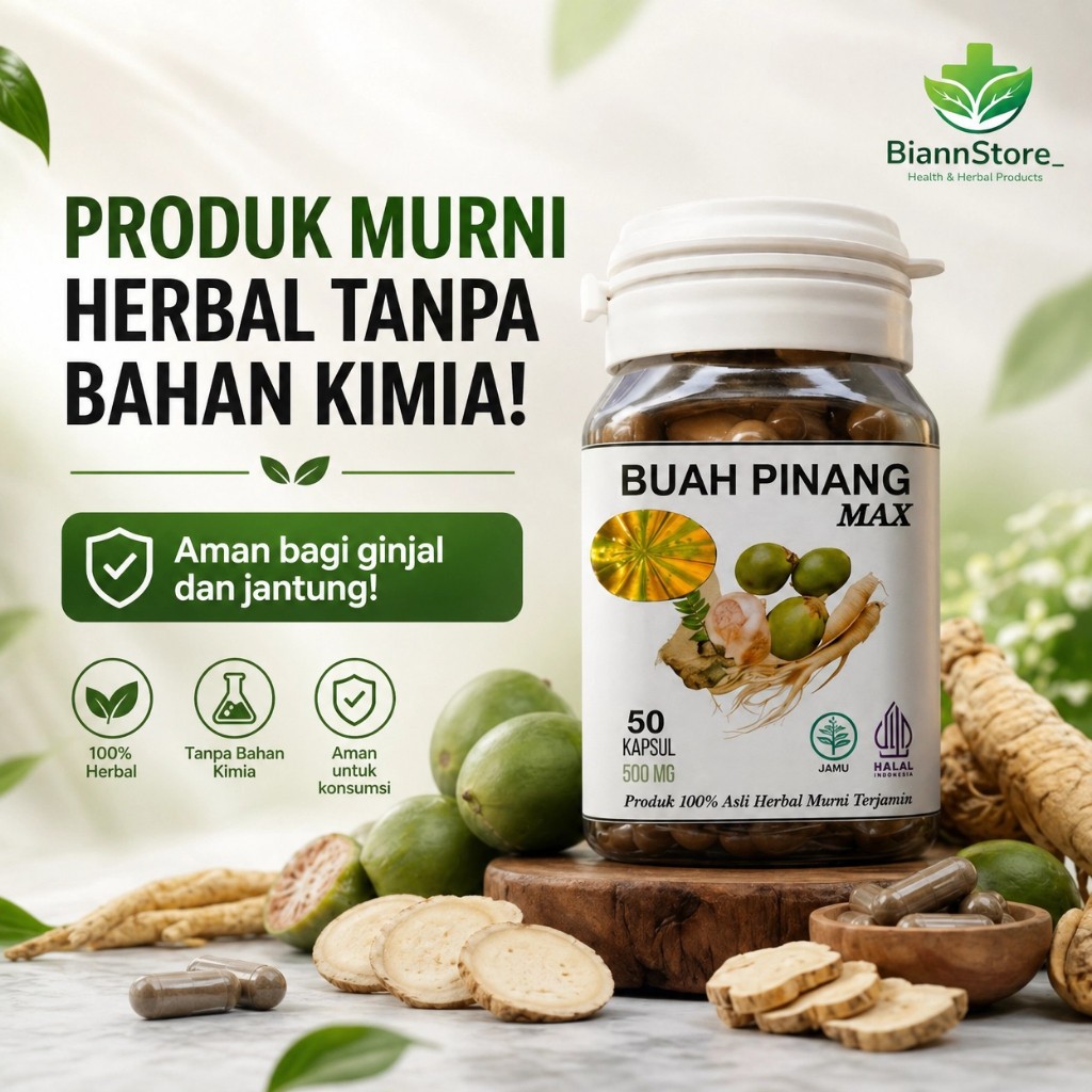 Kapsul Buah Pinang Muda Isi 50 Original Herbal Terjamin Halal Khasiat Bukan Kaleng - Kaleng